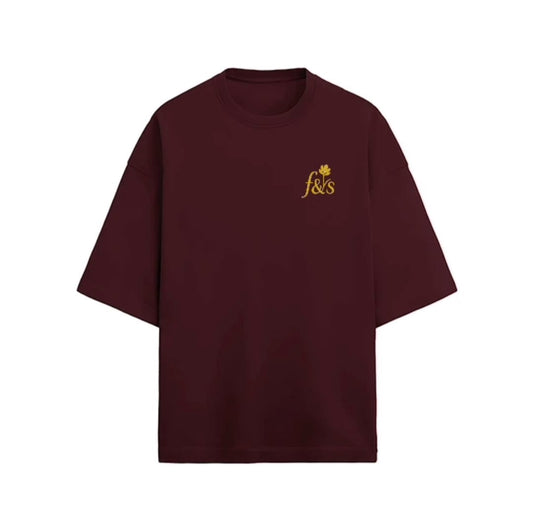 F&S Unisex Terry Fabric Oversized Tee - MAROON